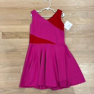 Zoe kids girls pink and red Kiera knit colorblock swing dress